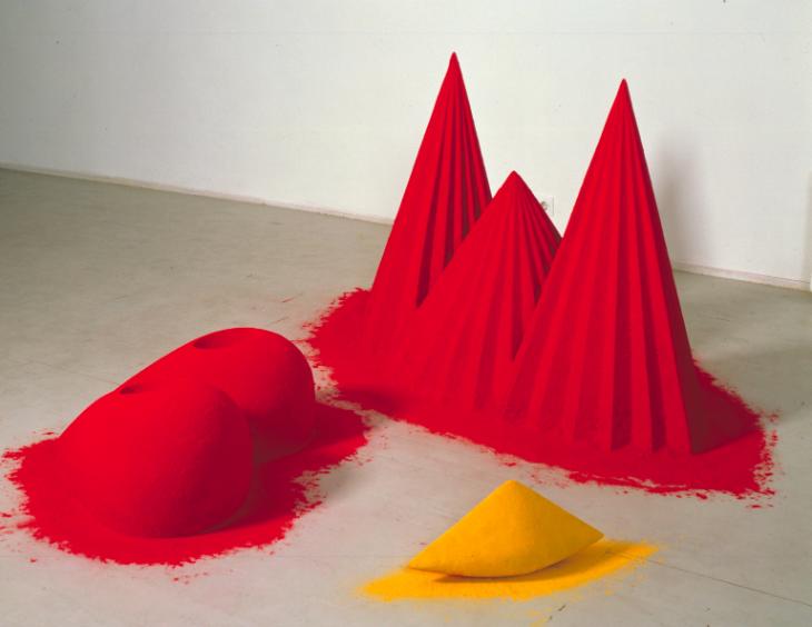 Anish Kapoor, As If to Celebrate, I discovered a Mountain Blooming with Red Flowers, 1981, pigments, wood, plaster